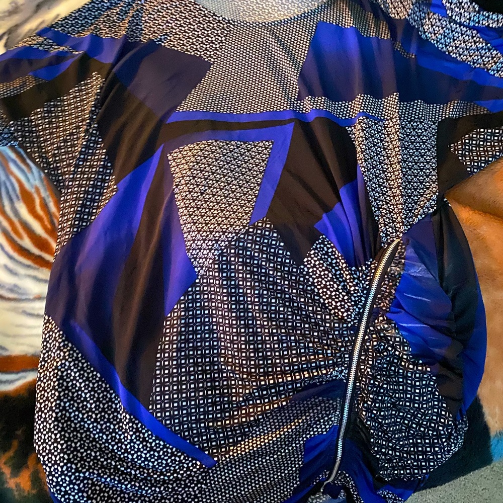 Grey black and blue shirt